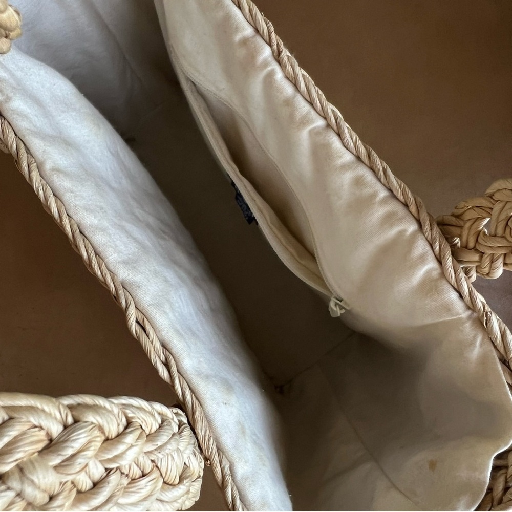 Rare Vintage 90s GAP Wicker Straw Basket Bag with Dragonfly - Picture 5 of 7